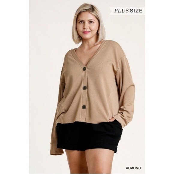 Almond Color Button Up Cardigan - Picture 3 of 5